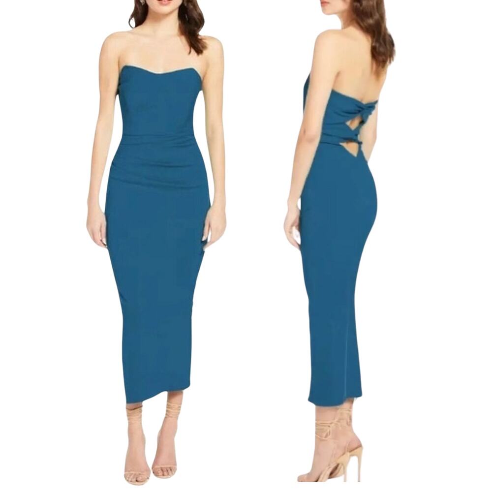 Katie May Ashun Midi Dress Strapless Wedding Guest Party Prom Formal Evening L